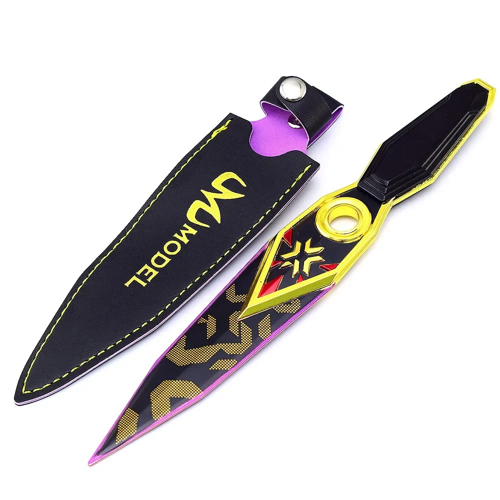 Valorant Weapon Champions 2023 Kunai Purple Edge, juego periférico de Metal, agentes Ninja, espada samurái, modelo de juguete para niños, 22cm