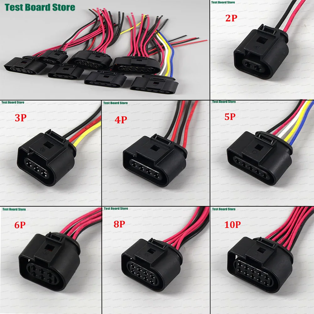 2pcs/lot 2Pin 3Pin 4Pin 5Pin 6Pin 8Pin 10Pin 3.5mm Auto Ignition Coil Waterproof Connector Horn Sensor plug with cable For VW