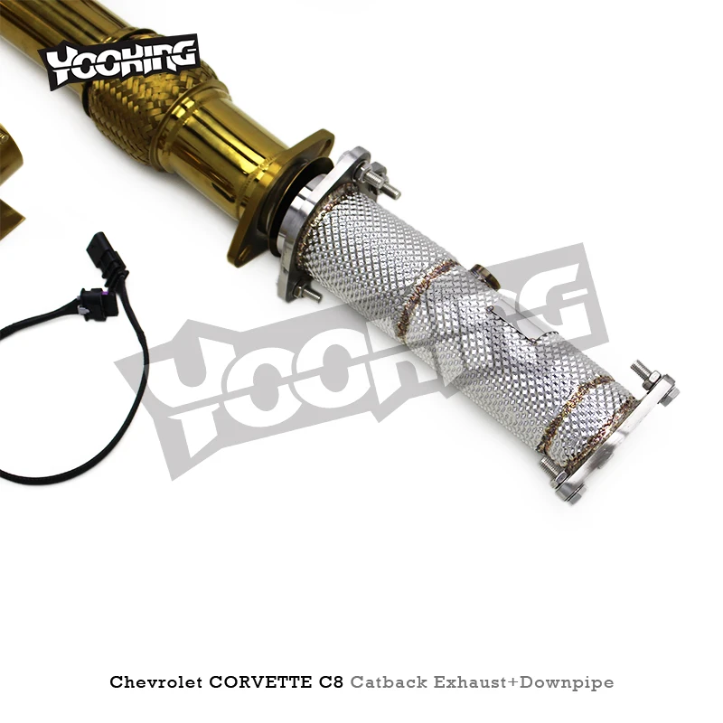 ODM  SUS304 Catback Heat Shield Straight Downpipe for  C8 2019-2023 Auto Race Factory Valve Exhaust System