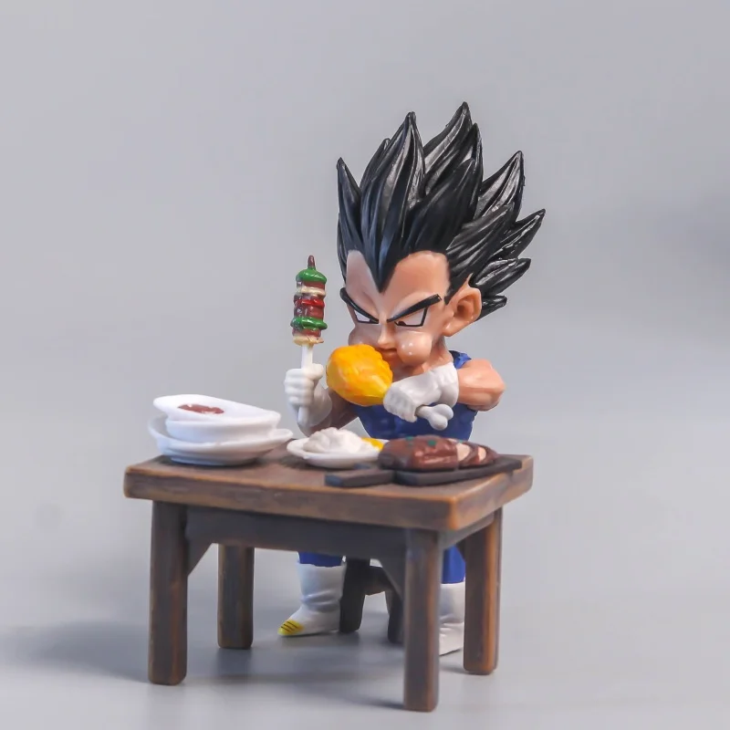 Dragon Ball Gk Glut Oneself With Delicacies Sun Wukong Vegeta Mini Figurines For Scenes Cute Desktop Model Ornament For Computer