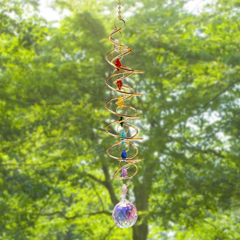 Gazing Spiraling Tail Wind Chimes Stabilizers Rainbows Hanging Suncatchers Hanging Spiraling for Outdoor Backyard Dropship