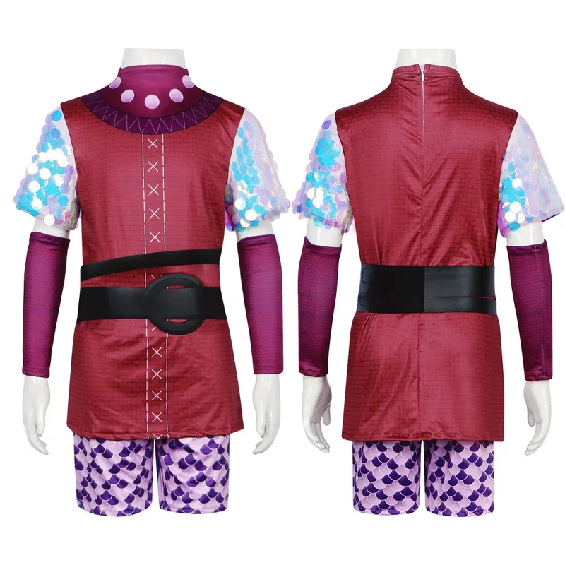 

Nimona Cosplay Women Kid Fantasia Cartoon Costume T Shirt Uniform Suit Halloween Carnival Orgy Party Top+shorts+belt+sleeves