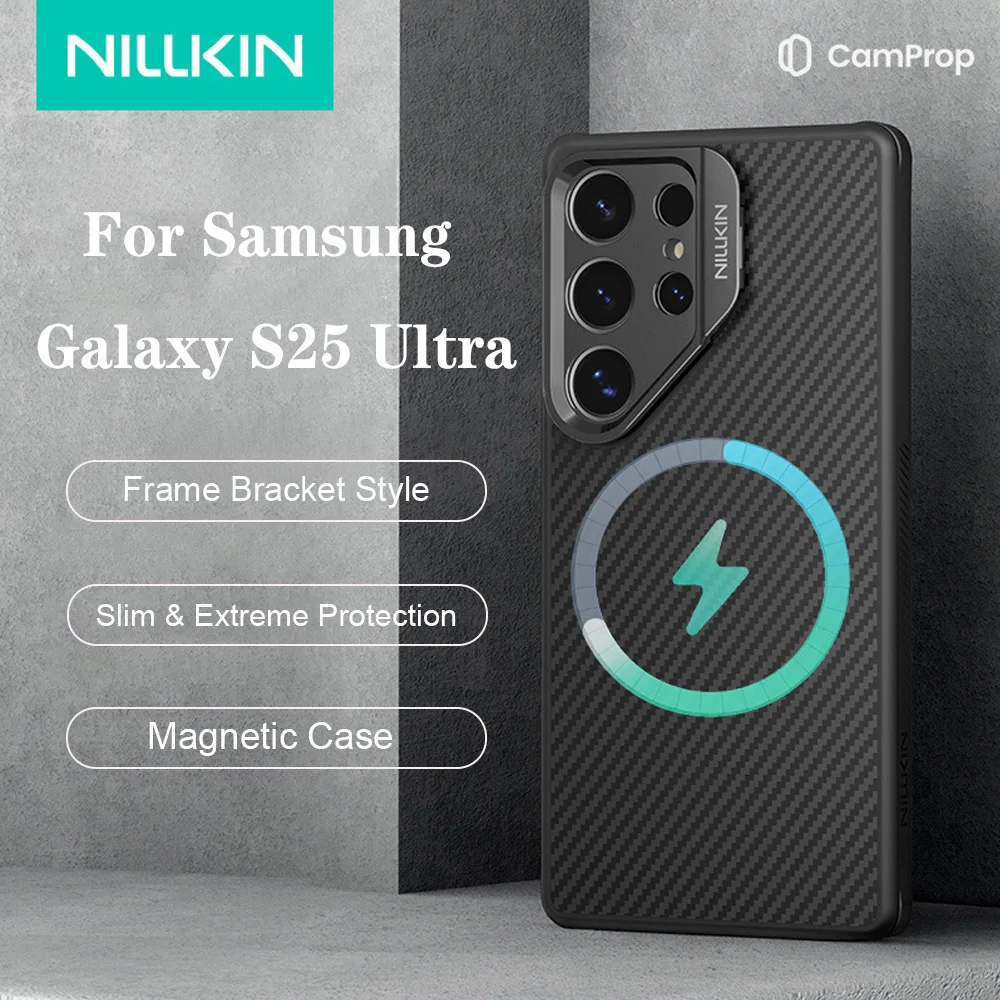 

Чехол NILLKIN для Samsung S25 из ультра-арамидного волокна с магнитным противоударным чехлом Magsafe, противоударный чехол-подставка, мягкий чехол из ТПУ