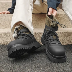 Original Design a/w New Street Style Teenagers Daily Dress Ankle Boots For Men's Black Casual Height Increasing Shoes #38-44
