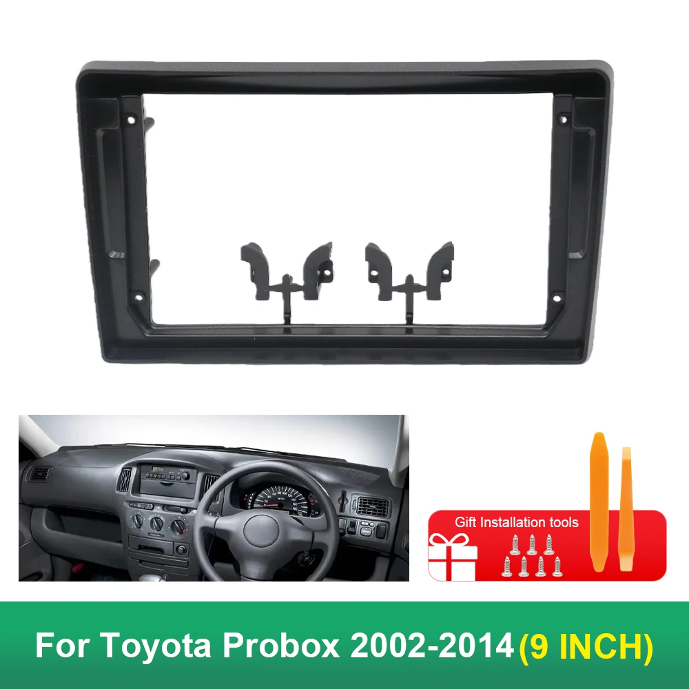 

9-дюймовый 22,86 см автомобильный аудиосистема с большим экраном, головное устройство, панель приборной панели, комплект рамки, адаптер для Toyota Probox 2002-2014, рама радиоприемника