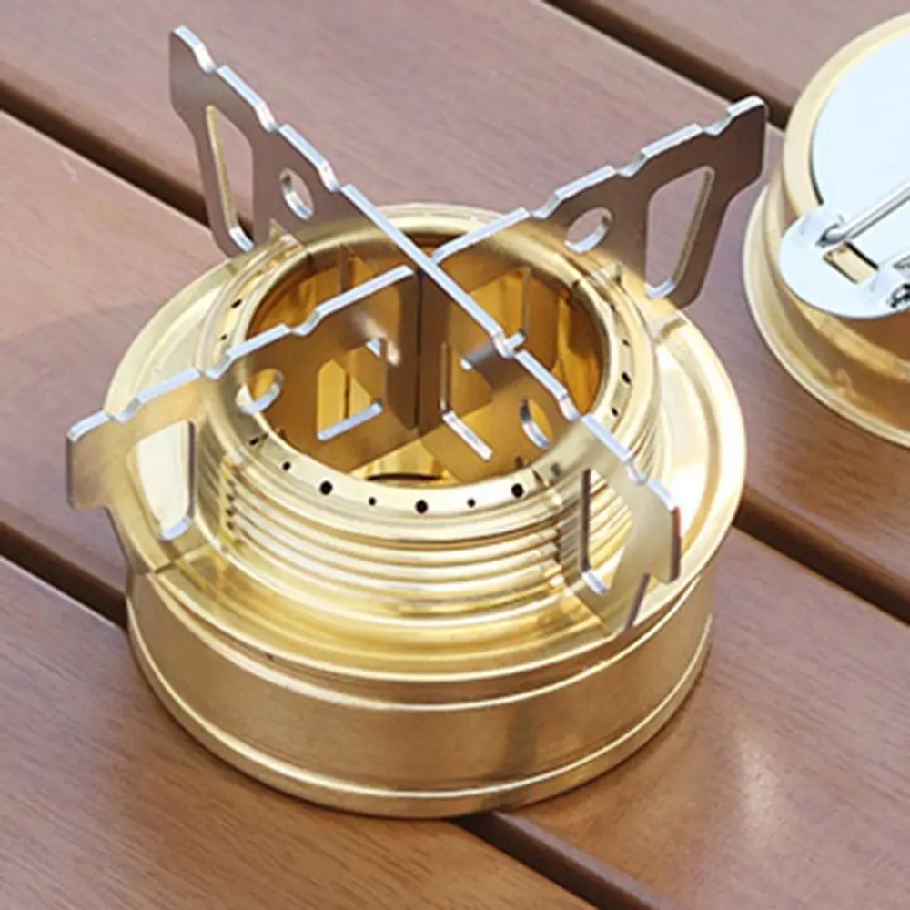 

Portable Outdoor Alcohol Stove with Stand Mini Cookware Cross Rack Alcohol Stove Foldable Handles Windproof