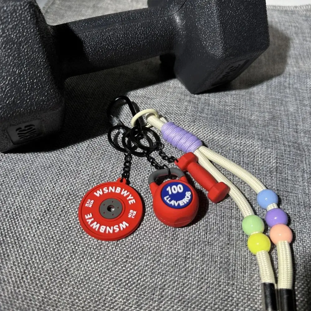 

Mini Barbell Plates Key Chain Colorful Kettlebells Simulation Dumbbells Keyring Bag Charm with D-shaped Buckle