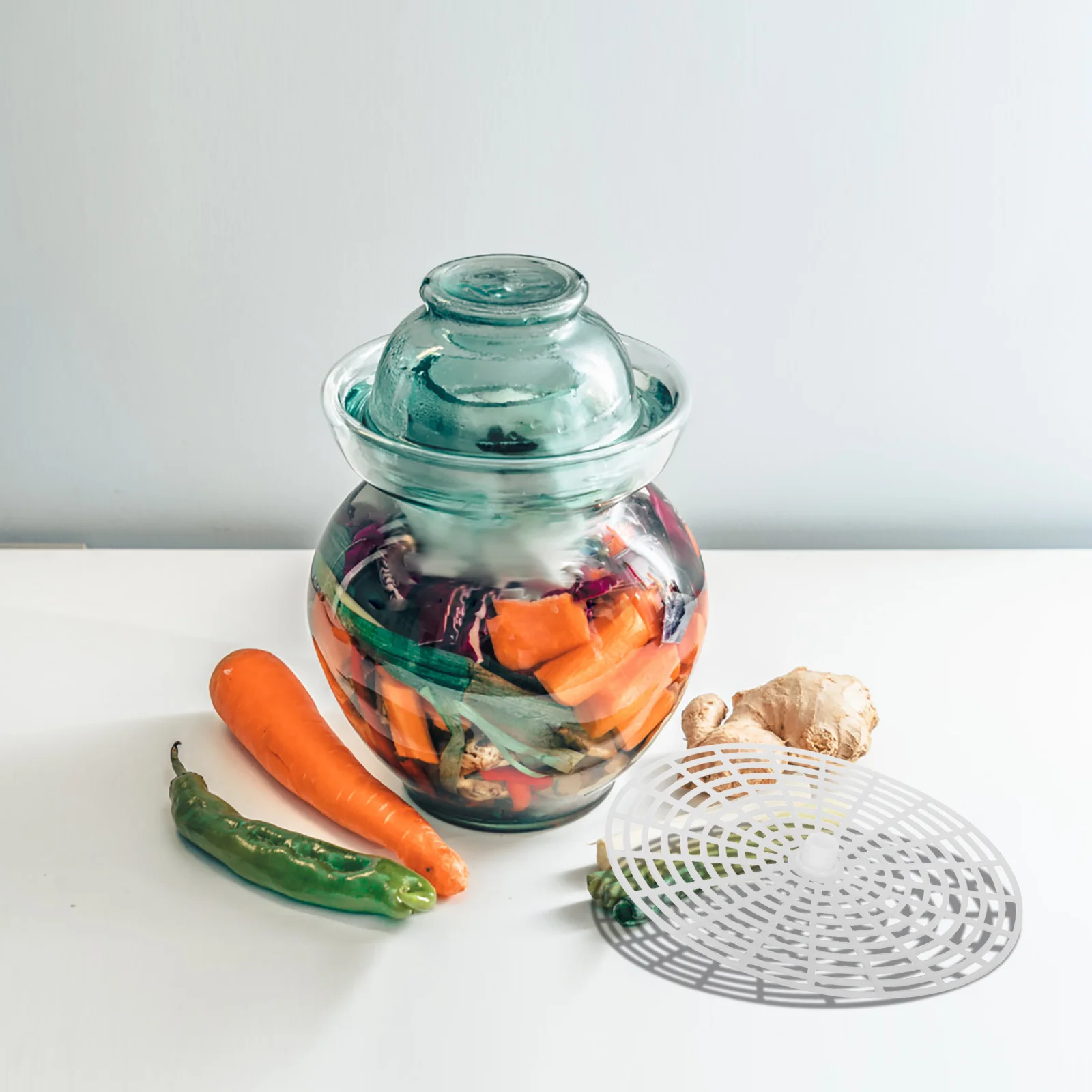 

5Pcs Wide Mouth Pickle Jar Presser Plastic Fermentation Press Plate for Vegetables Pickling Supplies Canning Jar Mesh Plate Tool