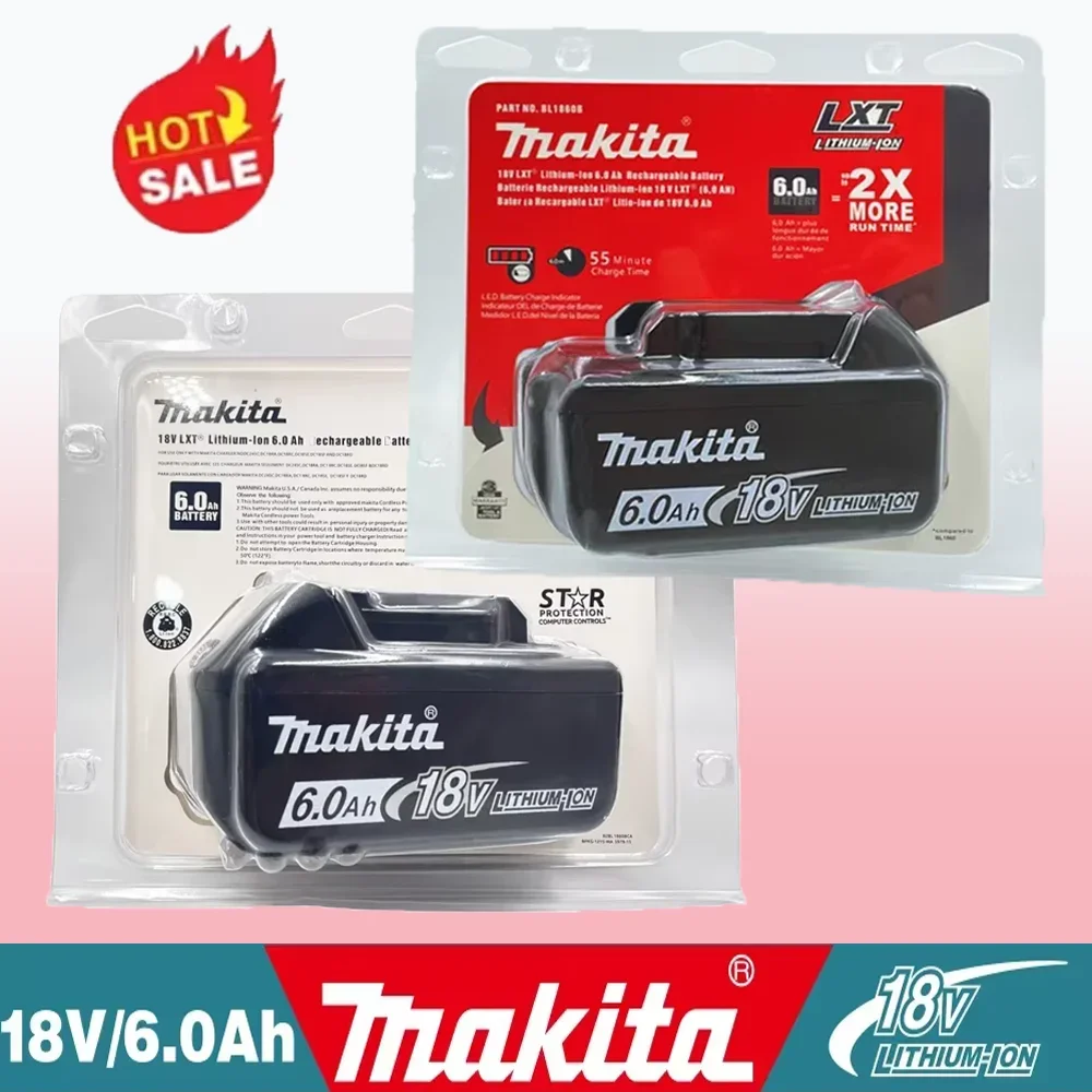 

100% Original Makita 18V 6.0Ah Rechargeable Battery ,For Makita BL1830B BL1840 BL1840B BL1850 BL1850B Power Tools Battery