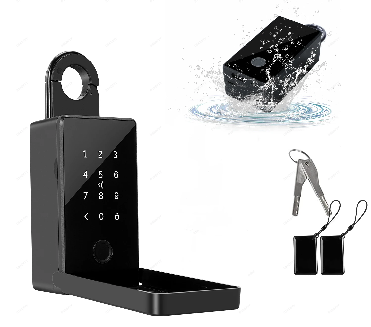 

Smart Key Lock Box Fingerprint Lock Box with APP Control Multiple Code Type Smart Key Lock Box for Outside Realtor Residential