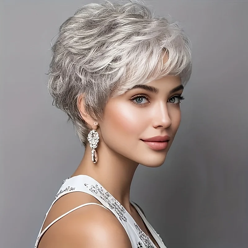 

Elegant fluffy new fashion women's synthetic wig, heat-resistant high-density with rose net, suitable daily outings and styling