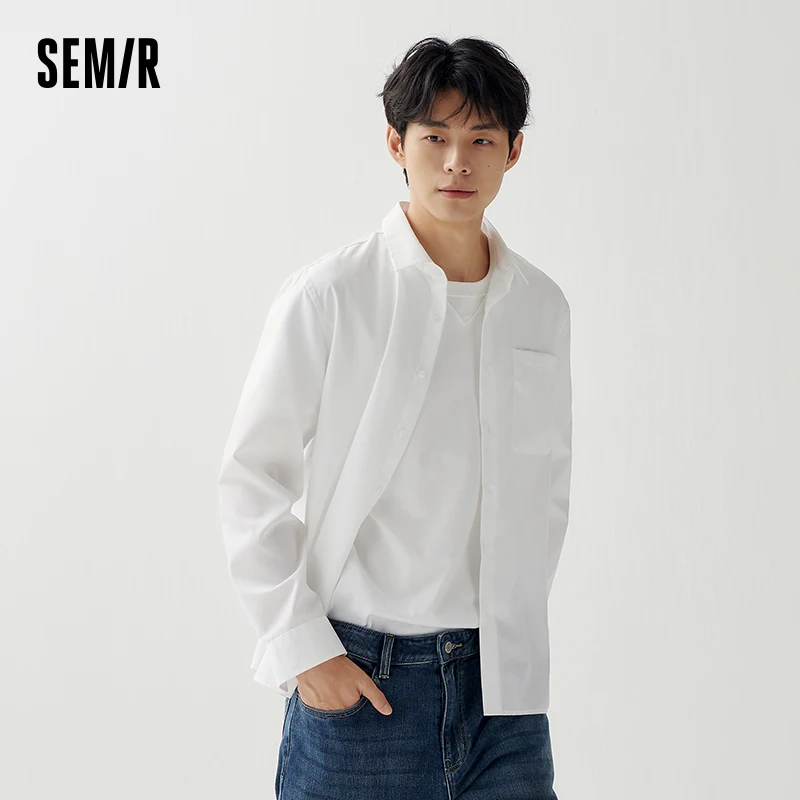 Semir 2023 Men Shirt Long-sleeved Shirt Autumn New Simple Commuter Business Style Easy-care Tops for Men