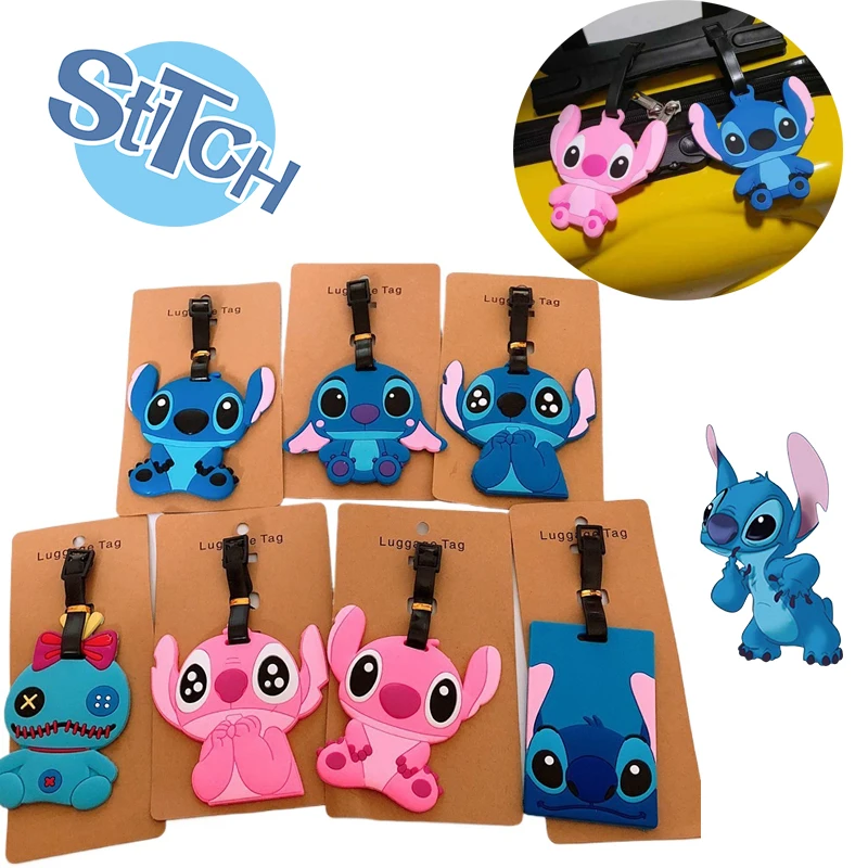 Disney Stitch Luggage Tag Silicone Signage Pendants Luggage Bag Identification Tag Suitcase Tags PVC Pendants