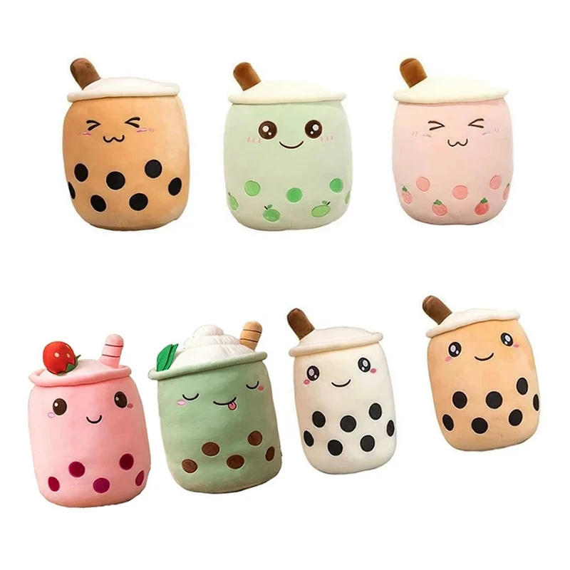 Anime Real-Life Bubble Tea Cup Plush Toy Pillow Stuffed Soft Doll Milk Tea Cup Cushion Kids Toys Halloween Birthday Gift 25cm