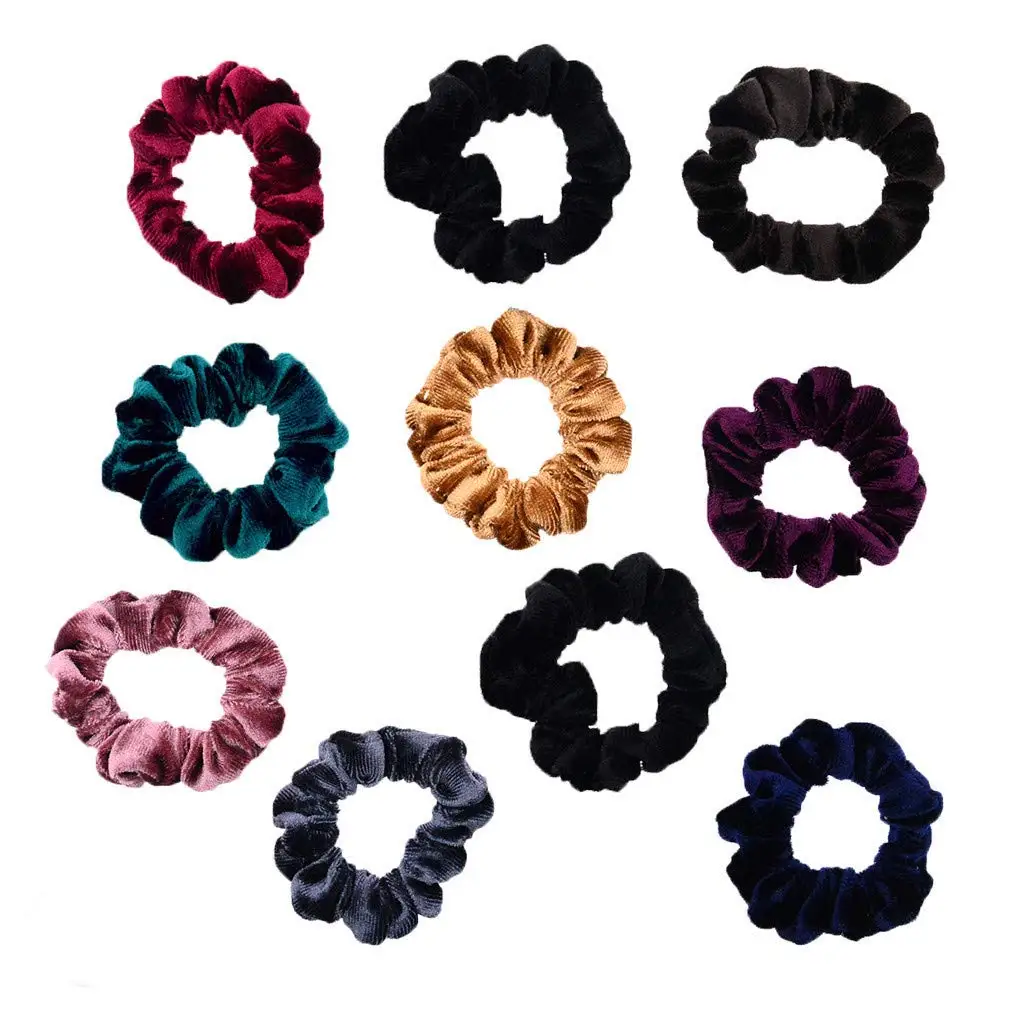 

10 Pack Small Velvet Scrunchies for Thin Hair, Assorted Colors, Soft Elastic Hair Ties