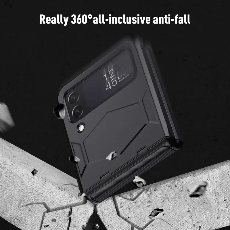 For Samsung Galaxy Z Flip 4 Metal Hinge All-Inclusive Shockproof Protection Case with Bracket Rugged Armor Cover for Z Flip 4