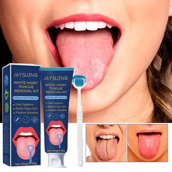 Gel de limpieza de lengua con Juego de cepillos, limpiador de lengua de silicona, raspador, cepillo de dientes, mantiene limpio, aliento fresco, cuidado bucal, elimina el olor