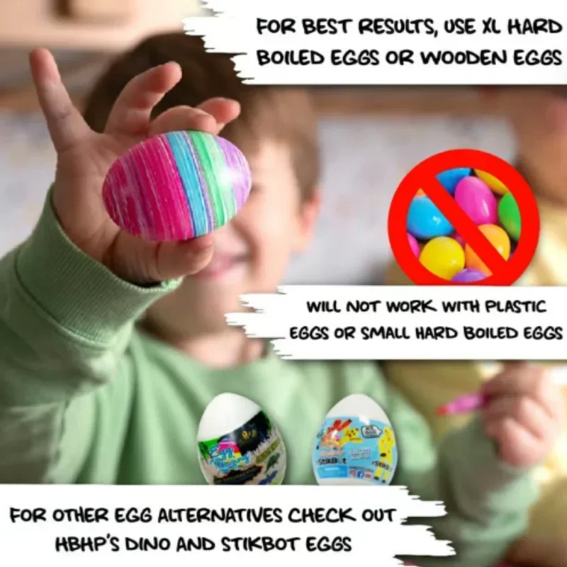 Easter Bunny Egg Decorating Set-Kid-Friendly DIY Creative Set with 6 Colored Markers Marshmallow Shaped Egg Holder And Gift Box
