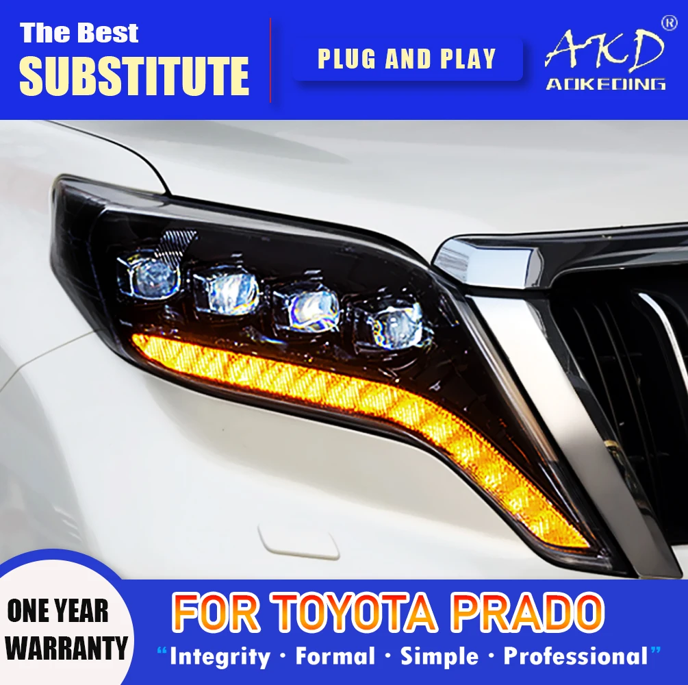 

AKD Head Lamp for Toyota Prado LED Headlight 2014-2017 Headlights Prado DRL Turn Signal High Beam Angel Eye Projector Lens