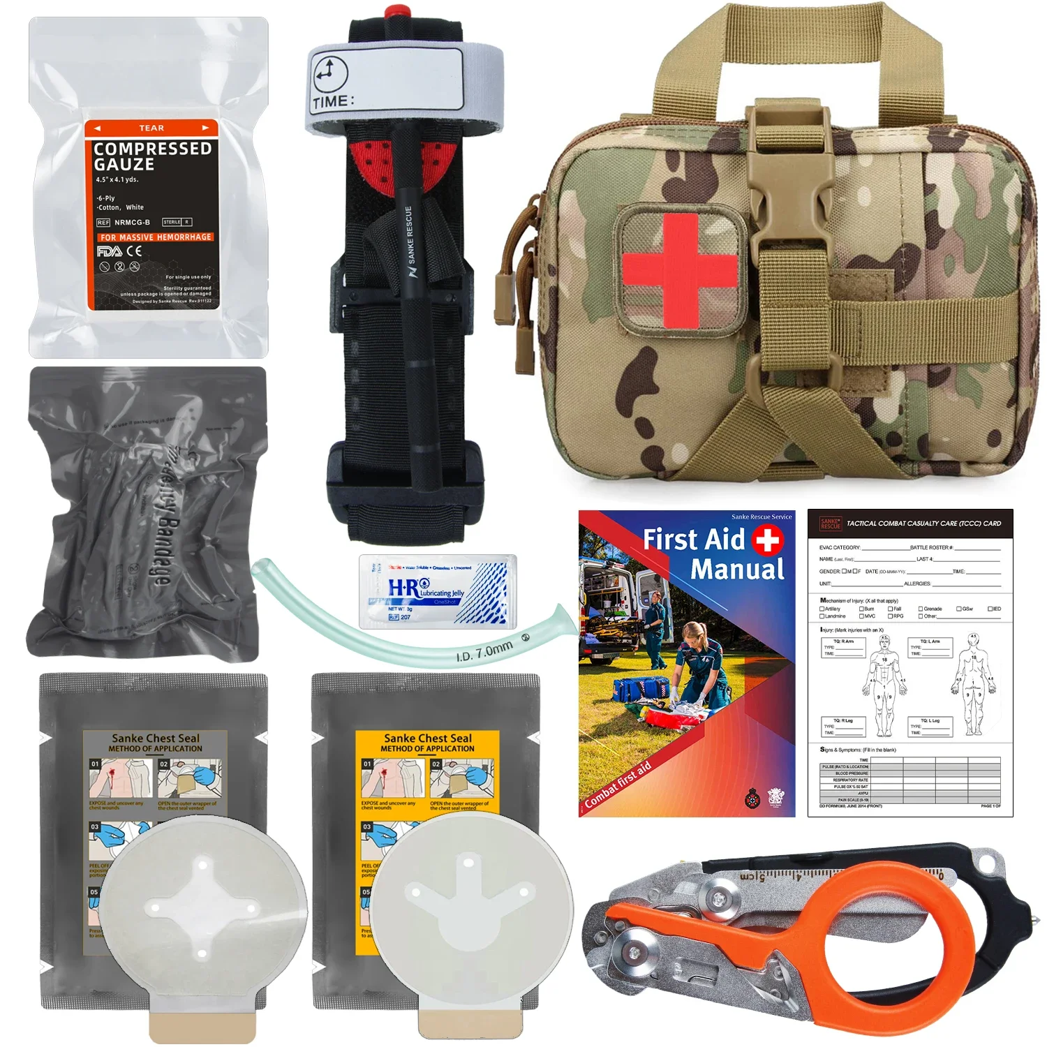 SanKe Rescue IFAK First-Aid Kits EDC Trauma Combat Training Survival Kit Tourniquet Israeli Bandage Chest Seal Camping Outdoor