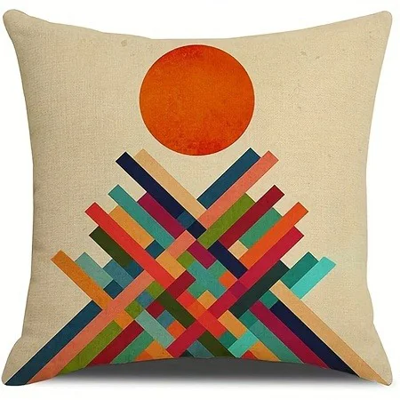 Short plush material pillowcaseColorful Abstract Pattern Pillowcase ,Sofa bedroom cushion cover, single-sided printing, without
