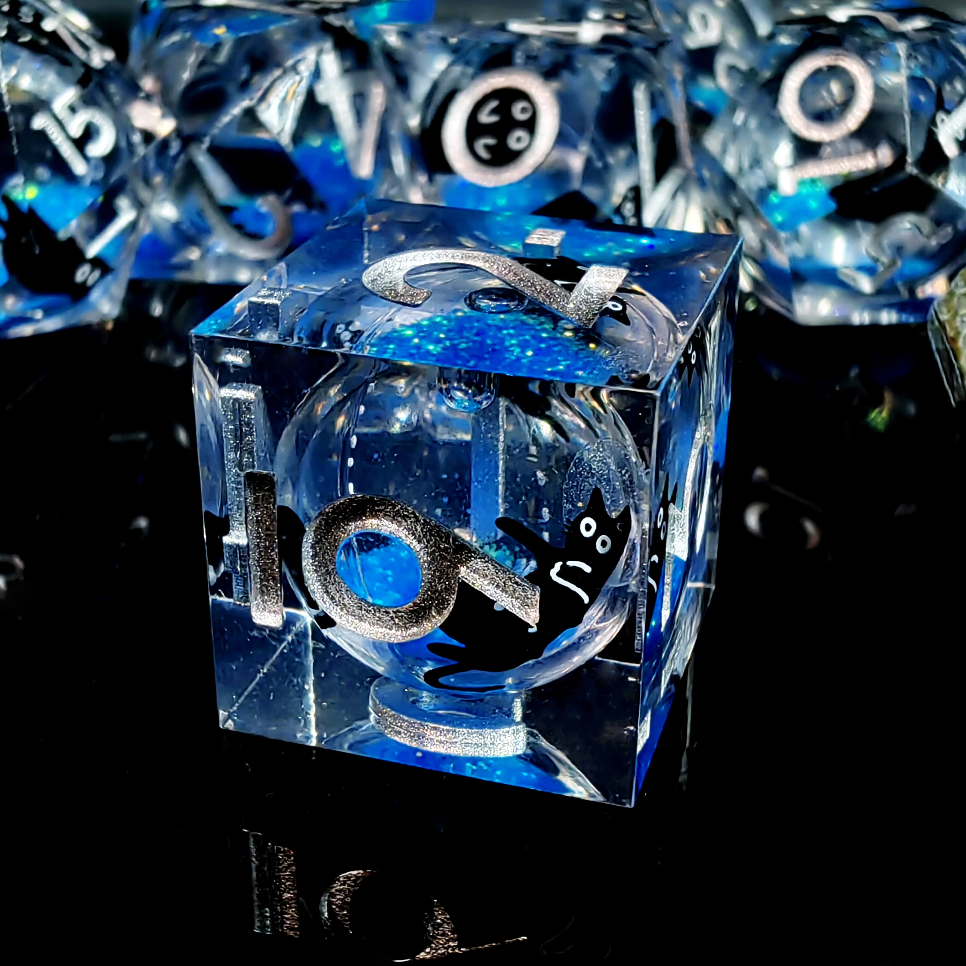 

Blue Sand Resin DnD Dice Set - 7-Piece Polyhedral Dice for Dungeons & Dragons, RPG Games, Tabletop Gaming