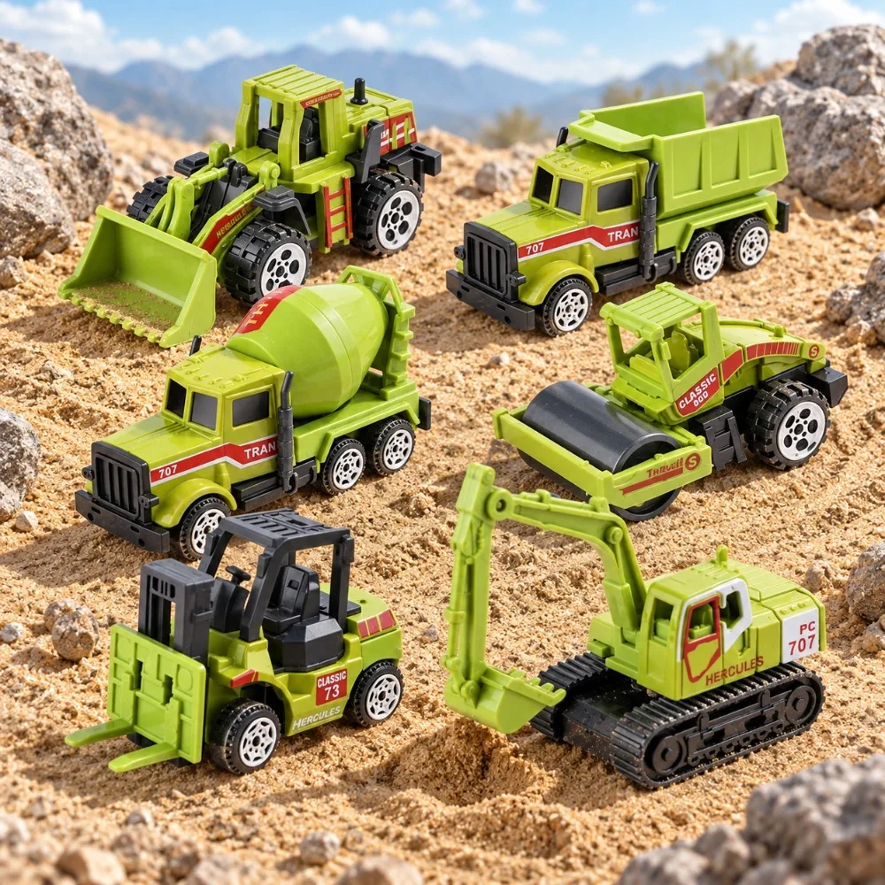 Green Toy Construction Vehicles, Random Color and Style, Multi-Item Party Favor Packs, Back-to-school Season, Birthday Gifts