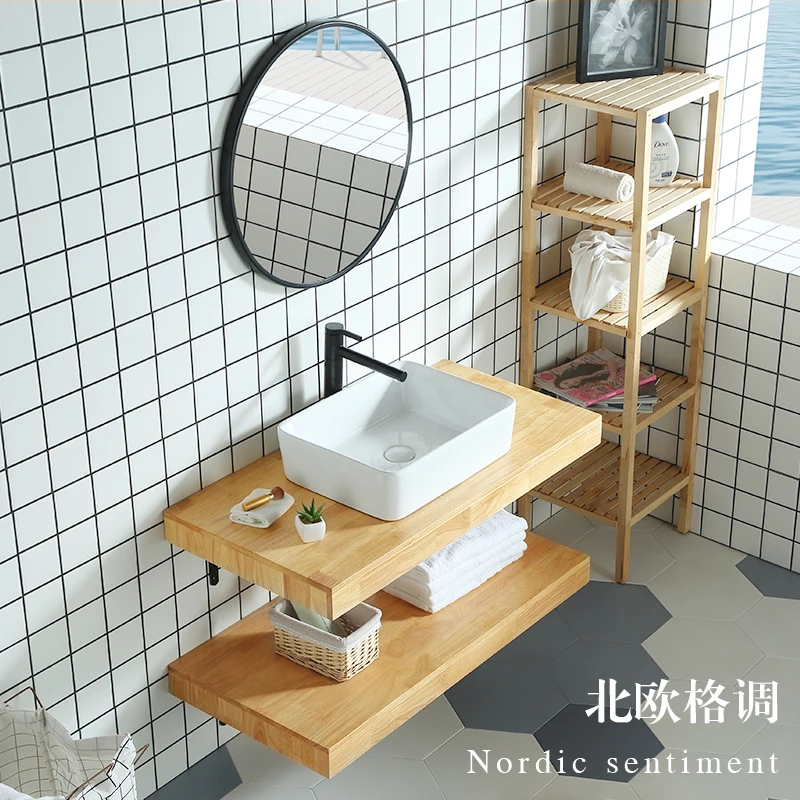 

Customized wabi sandy wind wash basin cabinet combination simple bathroom cabinet bathroom cabinet washstand homestay original s