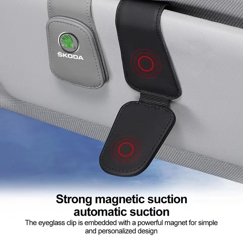 Car Sun Visor Glasses Clip Eyeglasses Clip Automobile Sunglasses Holder Card Case For Skoda Octavia Fabia Kamiq Kapoq Kodiaq