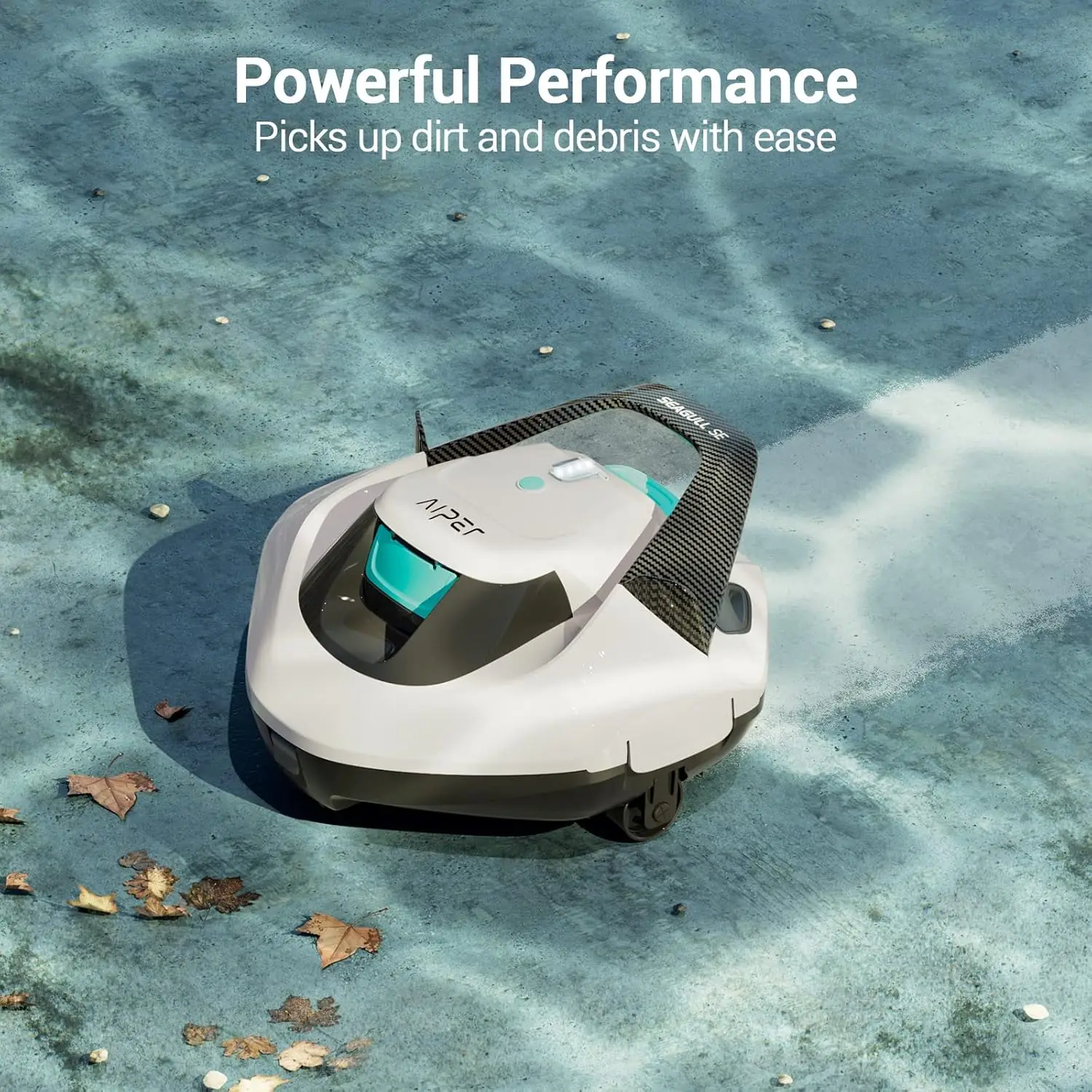 Seagull SE Wireless Robot Pool Cleaner, Pool Vacuum Cleaner Lasts 90 Minutes, LED Display, Self-Parking, Ideal for Abovegr