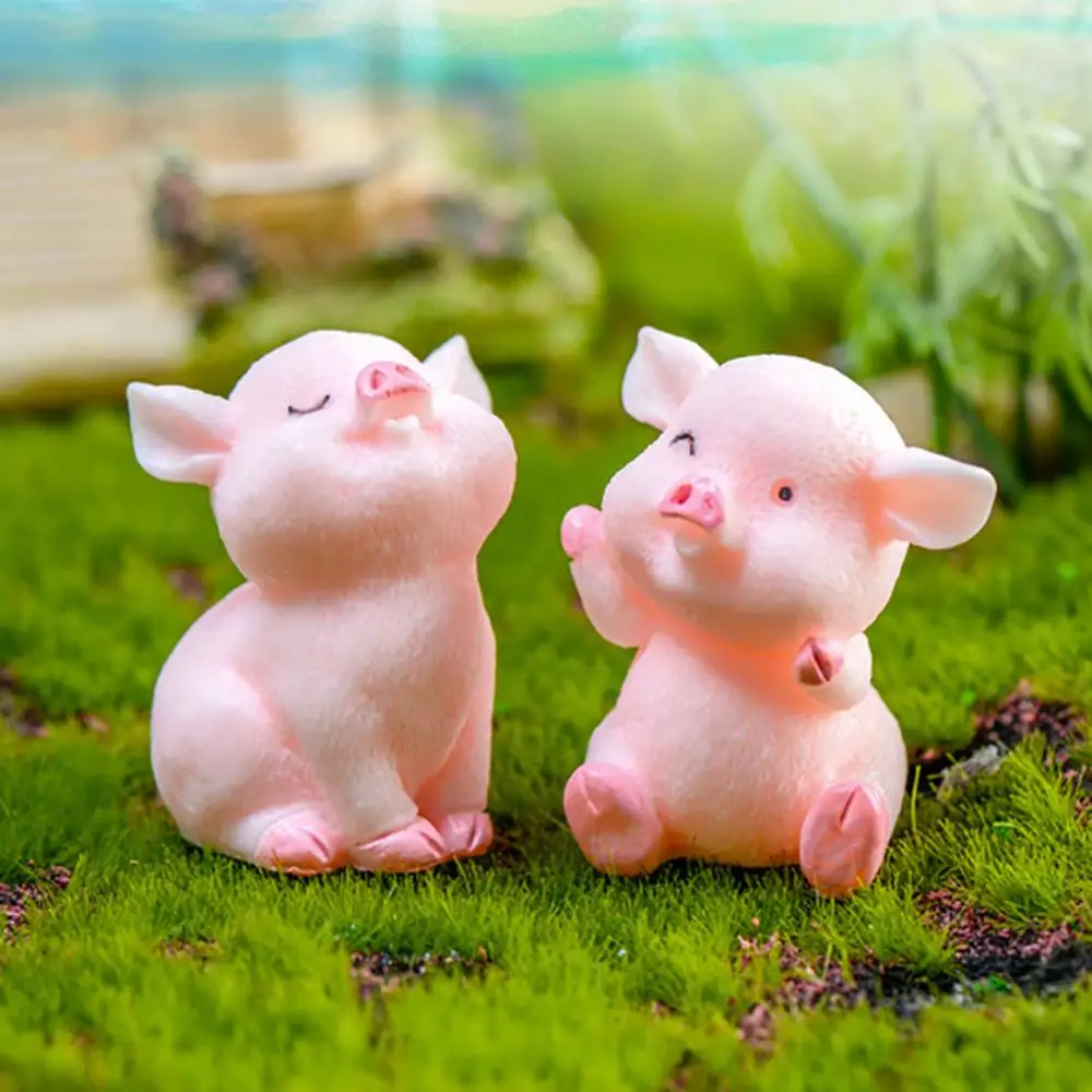 Kawaii Pig Resin Diy Home Decoration Figurines Dollhouse Moss Terrarium Landscape Accessories Fairy Garden Miniatures Room Decor