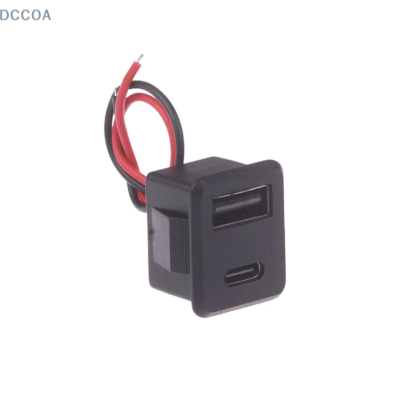 1 Piece Double Layer Usb Female Base Type-C Socket And Female Usb Lamp Charging Socket Power Socket With Cable Connector