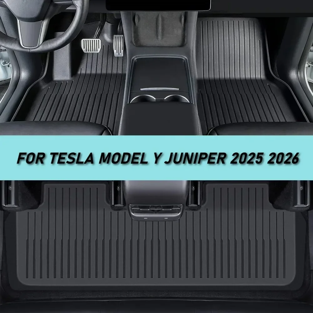 Car Floor Mats For Tesla Model Y Juniper 2025 2026 TPE All-Weather Trunk Pads Wear-Resistant Cargo Liners Odorless Back Cushion 2