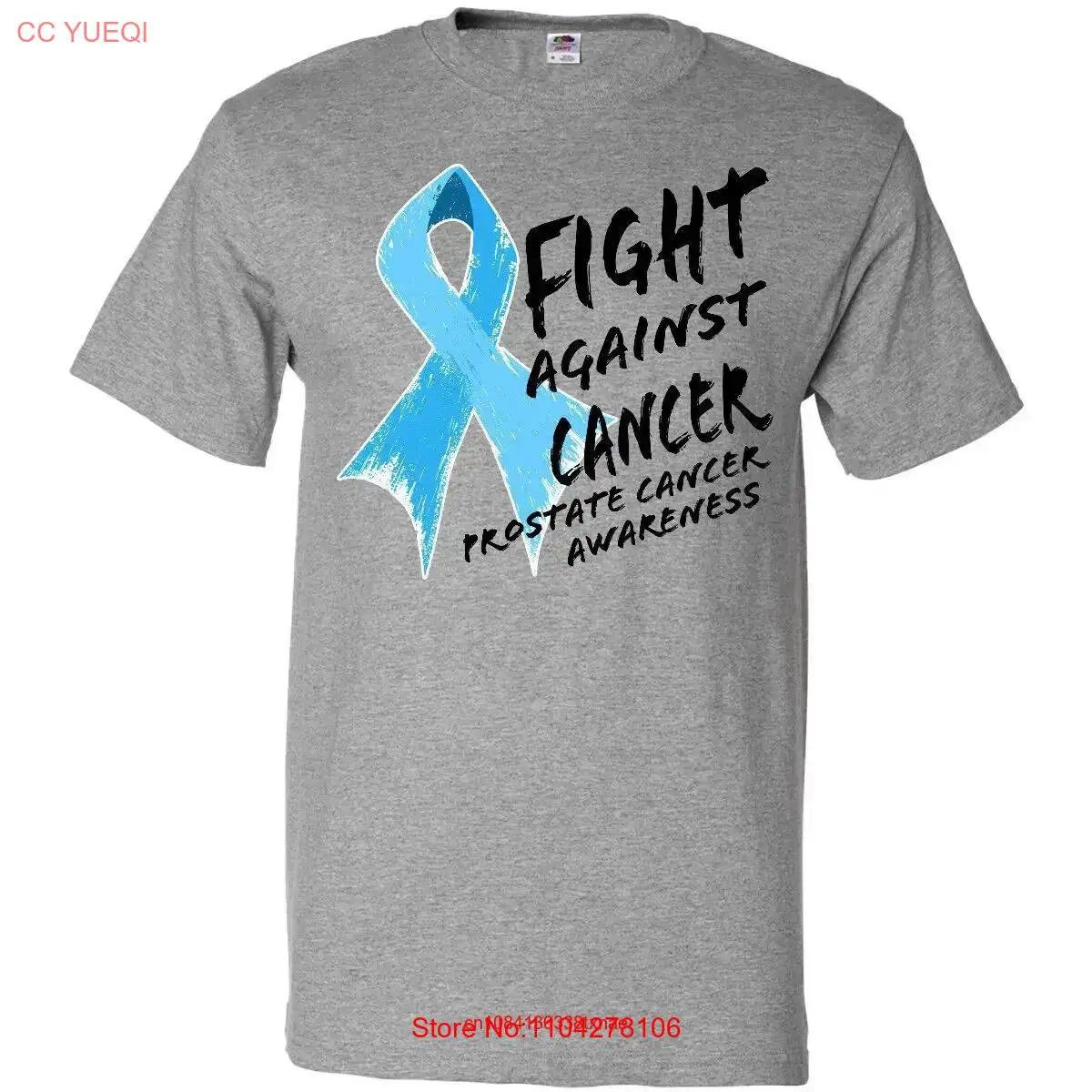 Inktastic Fight Against Cancer Prostate Awareness T Shirt Light Blue  long or short sleeves