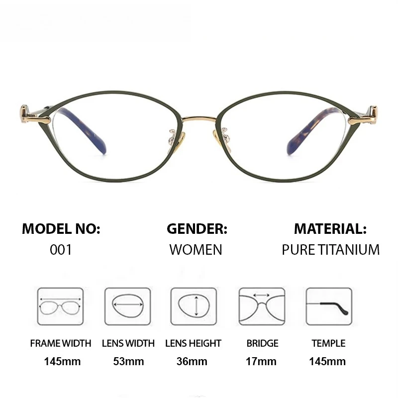 

KIZN Prescription Pure Titanium Ultra Light Wide Eyewear Myopia Female Elegant Glasses Women Optical Lenses Fashion Lady Gafas