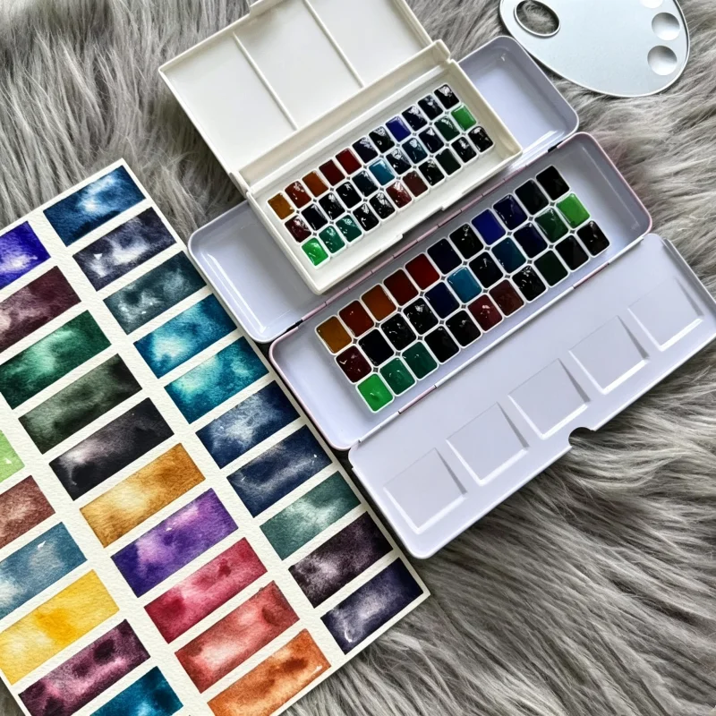 White Nights 33 Sedimentary Colors Artist Watercolor 0.5ml 1ml Portable Paint Box for Artist Illustration Watercolor Painting