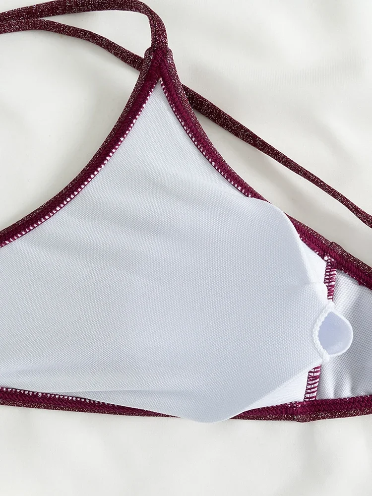 Женские бикини 2025, купальник с лямкой на шнуровке, комплект бикини, сексуальные стринги, купальный костюм, женская летняя пляжная одежда, комплект из двух предметов