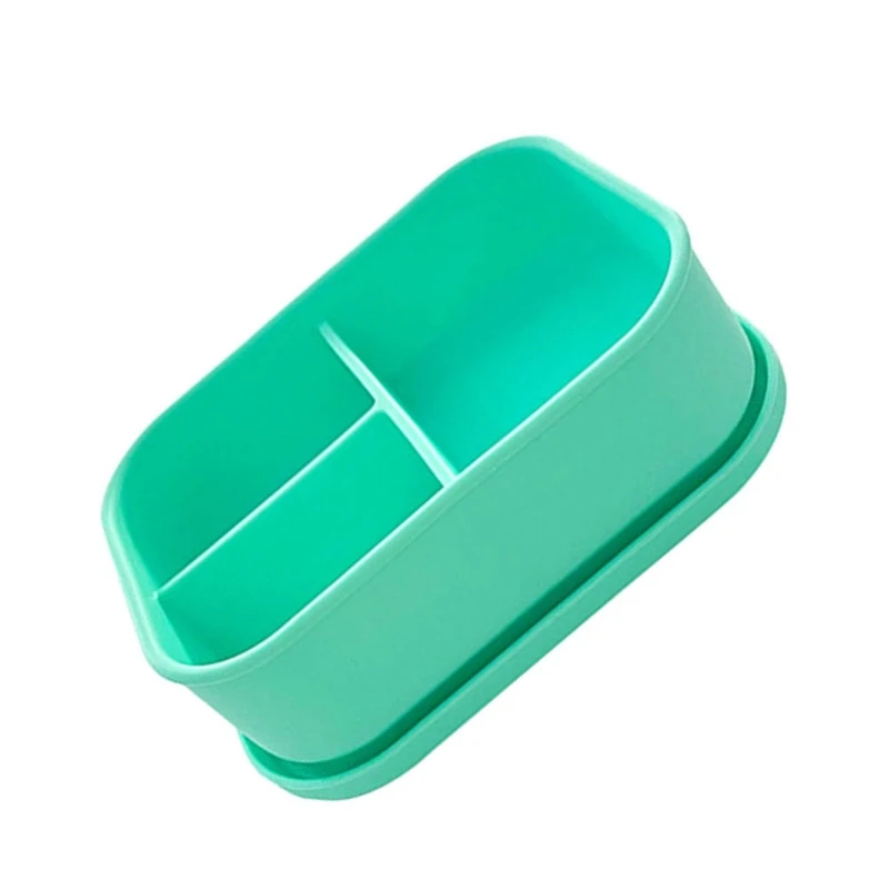 Silicone Lunch Box Food Grade Crisper Microwave Heating 3-Compartment Lunch Bento Box Office Student Kitchen Tableware