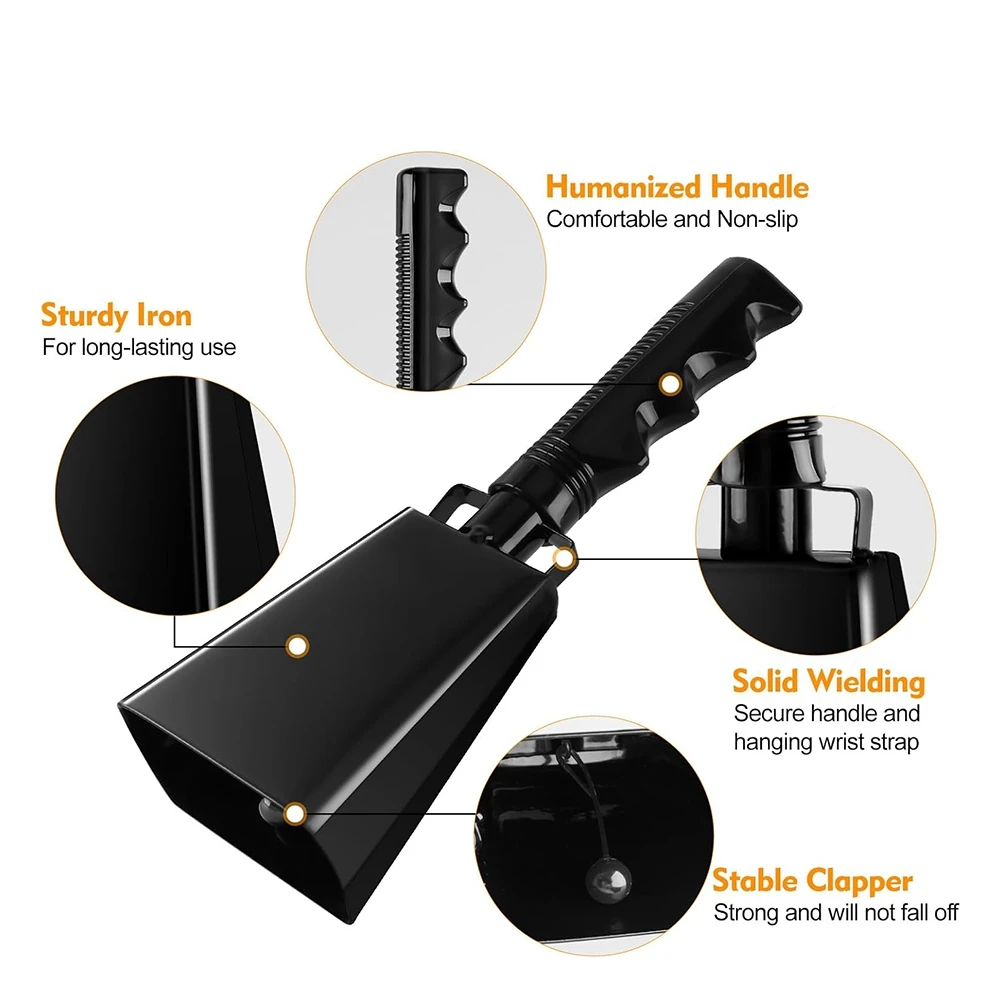 A99I-Musical Instrument 9 Inch Metal Cowbells For Sporting Events, For Sporting, Football Games With Handle