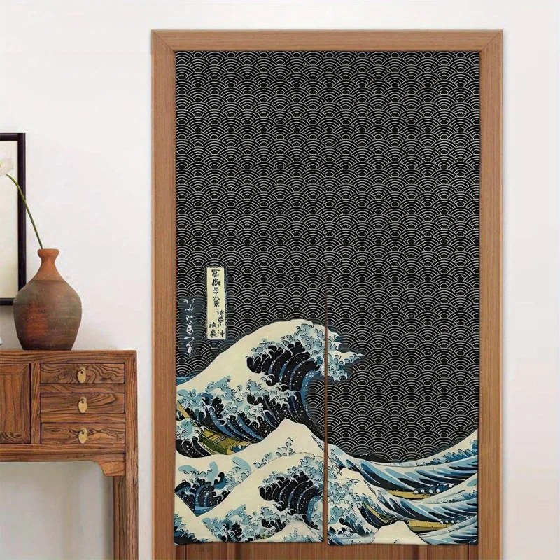 VIKAMA Japanese Noren Door Curtain, Artistic Room Divider & Privacy Tapestry for Entryway, Bathroom, Boho Home Decor