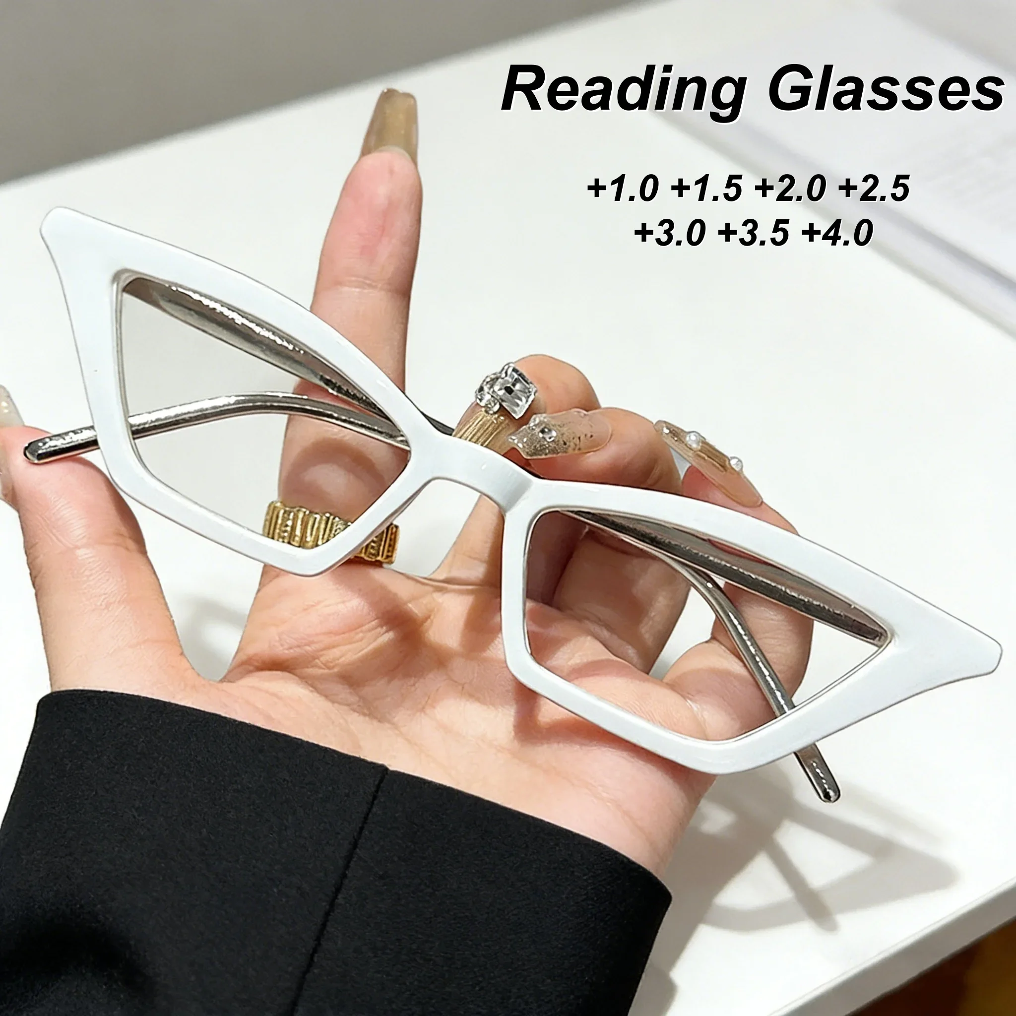 2026 New Fashionable Personalized Triangle Cat Eyes Women's Reading Glasses Retro Neutral High Quality Anti Blue Light Glasses