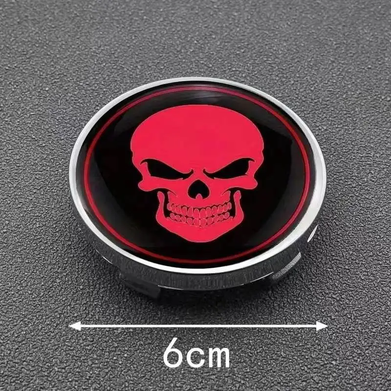 4PCS 60MM Skull Emblem Universal Car Wheel Center Hub Cap Rims Cover Hubcaps Sticker For KIA HONDA Mercedes Benz BMW Hyundai