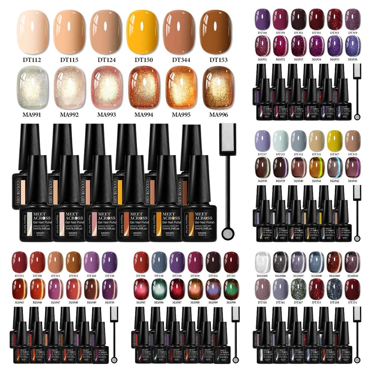 

13Pcs Magnetic Nail Gel Polish Kit Trendy Colors UV LED Nail Art Varnish Long Lasting Soak Off DIY Manicure Easy to Apply