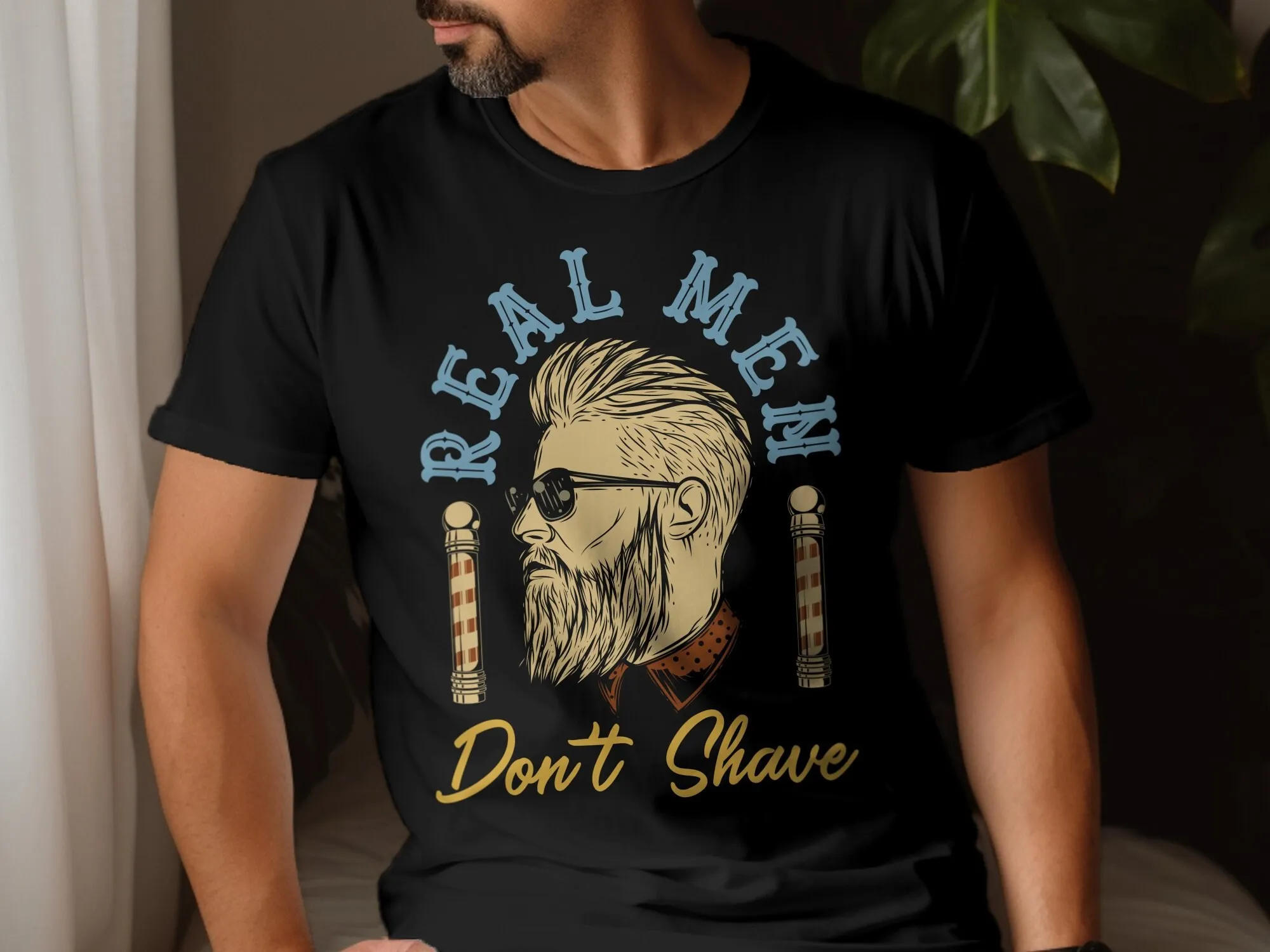 Men's Beard Pride T Shirt Real Men Don't Shave Hipster Style Trendy with Bold Text