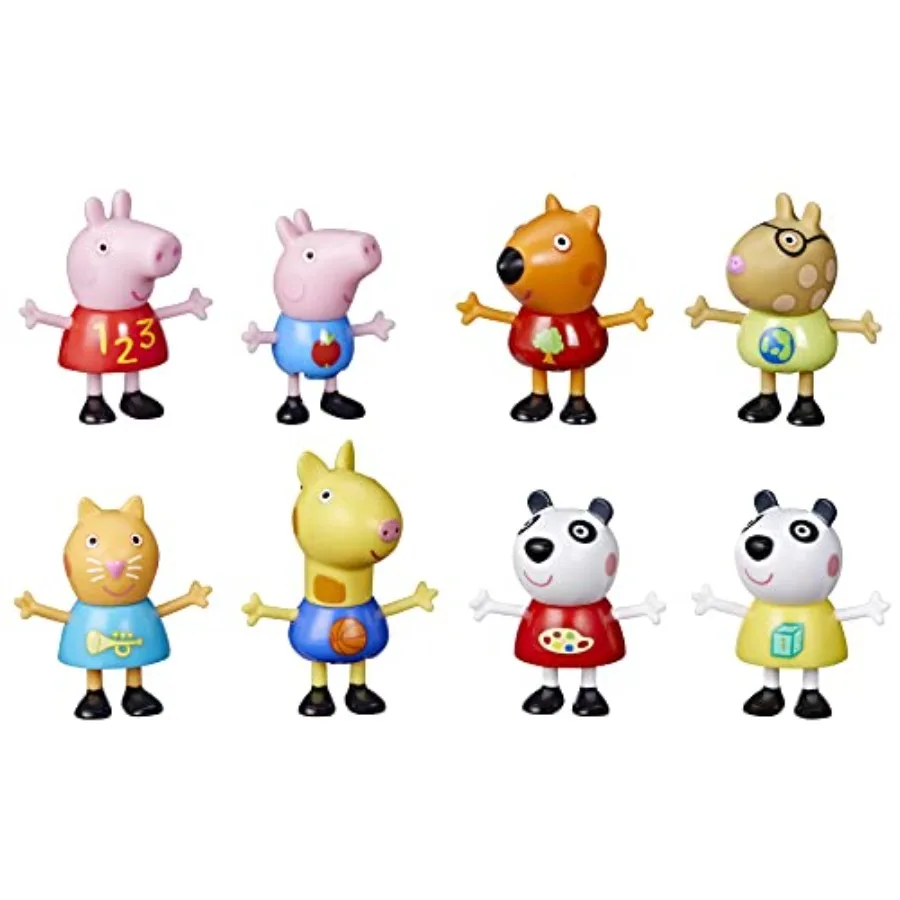 School Classroom Toy Figures 8-Pack,,George Pig, Peggi Panda, Candy Cat and More, Back to School Gifts for,Ages 3+ Amazon Exclu