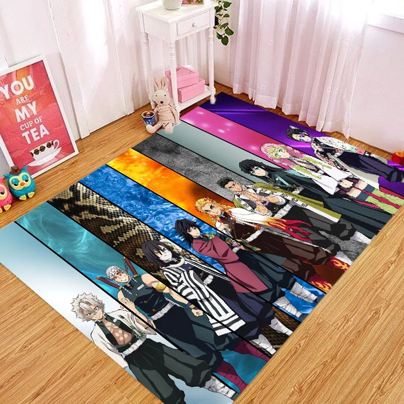 D-Demon S-Slayers Anime Carpet Rug for Home Bedroom Living Room Sofa Doormat Kitchen Decor,Kid Area Rug Non-slip Floor Mat