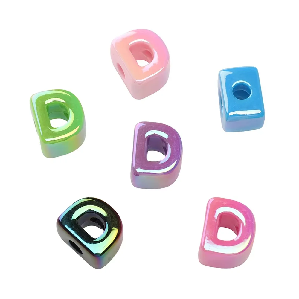 10-60Pcs Acrylic Beads Large Hole 26 English Alphabet Early Education Letter Beads for DIY Jewelry Key Chain Lanyard Accessories view 5