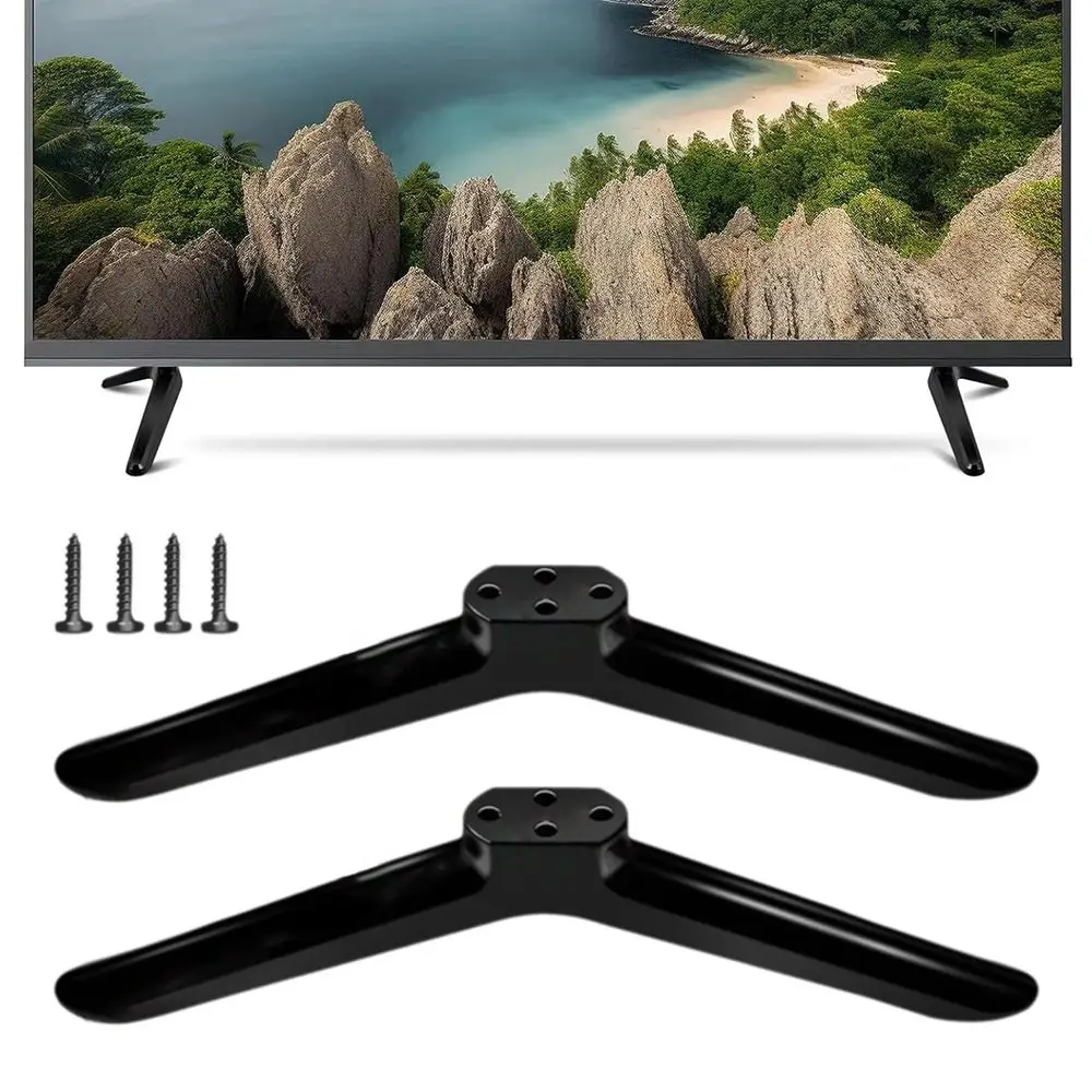 Universal TV Base Stand Legs PP Black TV Stand Feet Fit 32/40/43/50/55 Inch TV Monitor Projector with Mounting Screws