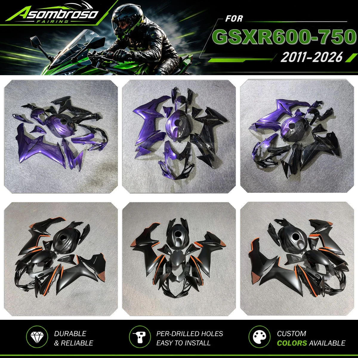 Custom Painted Injection Fairing Kit For Suzuki GSX-R 600 750 2011-2026 GSXR600 GSXR750 ABS Motorcycle Bodywork Cowlings Set