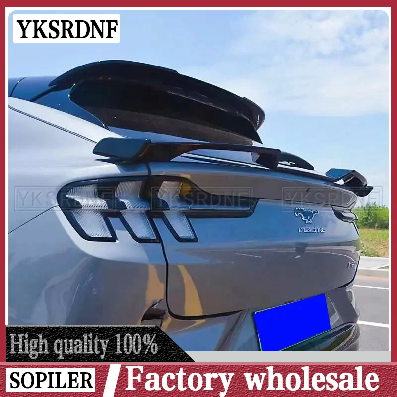 For Ford Mustang Mach-E 2021-Up Car Spoiler ABS Material Carbon Fiber Look Car Styling Car Accessories Rear Trunk Spoiler